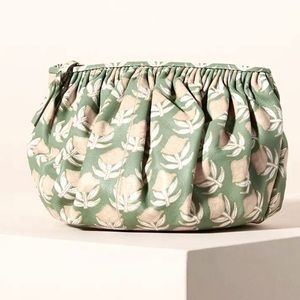 Anthropologie x Llani hailey block print wristlet clutch green
